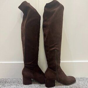 Brown Suede Knee High Boots